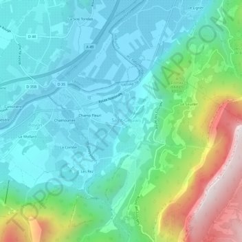 Mappa topografica Le Village, altitudine, rilievo