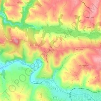 Mappa topografica Canitrot, altitudine, rilievo