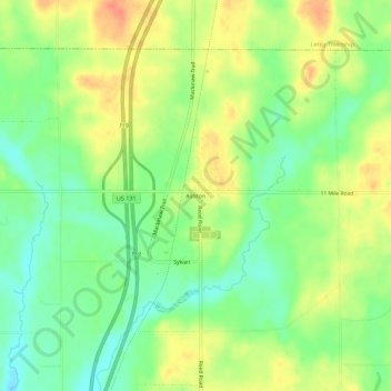 Mappa topografica Ashton, altitudine, rilievo