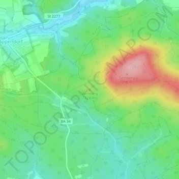 Mappa topografica Zentberg, altitudine, rilievo