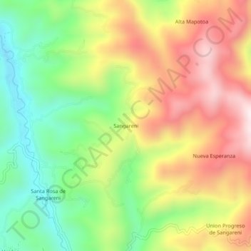 Mappa topografica Sangareni, altitudine, rilievo