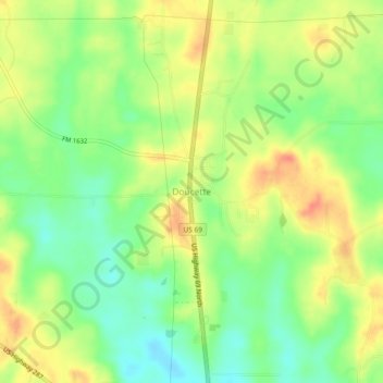 Mappa topografica Doucette, altitudine, rilievo
