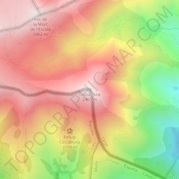 Mappa topografica Costabona, altitudine, rilievo