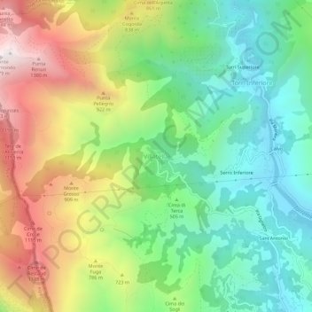 Mappa topografica Villatella, altitudine, rilievo