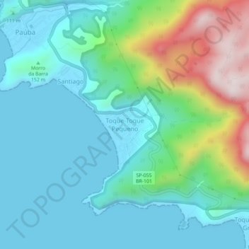 Mappa topografica Toque-Toque Pequeno, altitudine, rilievo