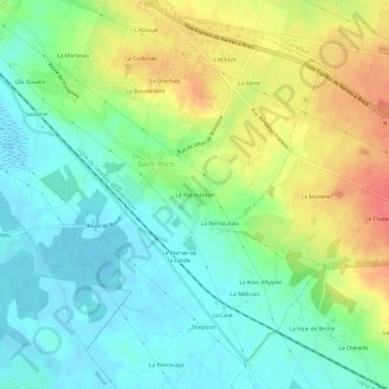 Mappa topografica Le Pas Hamon, altitudine, rilievo
