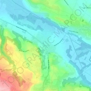 Mappa topografica Veyrins, altitudine, rilievo