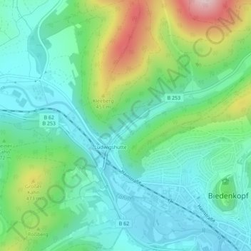 Mappa topografica Am Kleeberg, altitudine, rilievo
