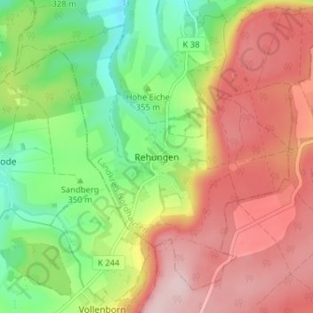 Mappa topografica Rehungen, altitudine, rilievo