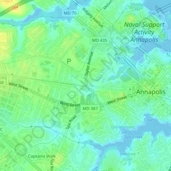 Mappa topografica Bay Ridge Junction, altitudine, rilievo