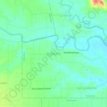Mappa topografica Malabang, altitudine, rilievo