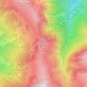 Mappa topografica Monte Festa, altitudine, rilievo