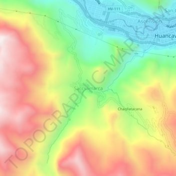 Mappa topografica Saccsamarca, altitudine, rilievo