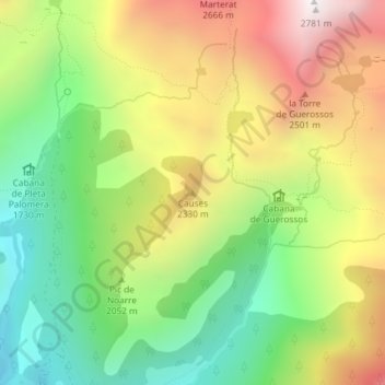 Mappa topografica Causes, altitudine, rilievo