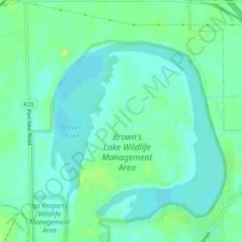 Mappa topografica Browns Lake/IPS Wildlife Management Area, altitudine, rilievo