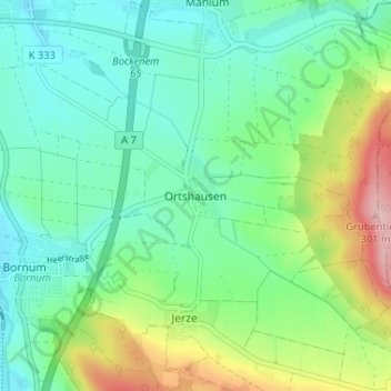 Mappa topografica Ortshausen, altitudine, rilievo