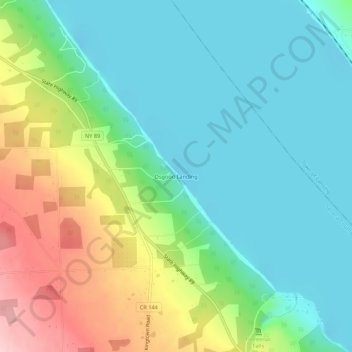 Mappa topografica Osgood Landing, altitudine, rilievo