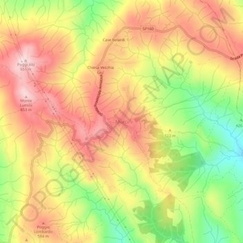 Mappa topografica Murci, altitudine, rilievo