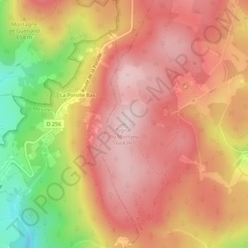 Mappa topografica Signal du Montjeu, altitudine, rilievo