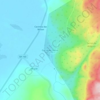 Mappa topografica Curral de Pedras, altitudine, rilievo