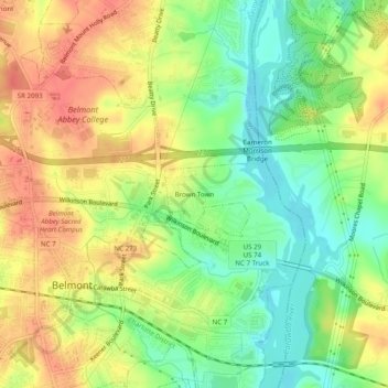 Mappa topografica Brown Town, altitudine, rilievo