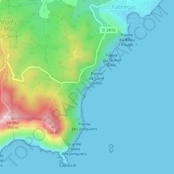 Mappa topografica La Seyne-sur-Mer, altitudine, rilievo