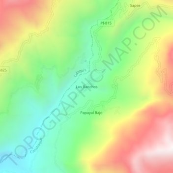 Mappa topografica Los Ranchos, altitudine, rilievo