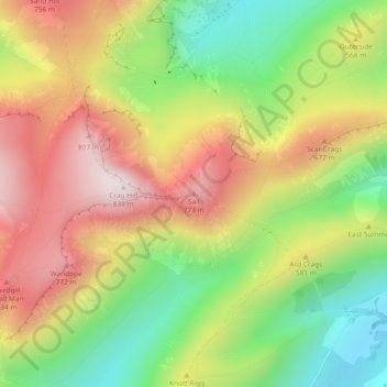 Mappa topografica Sail, altitudine, rilievo