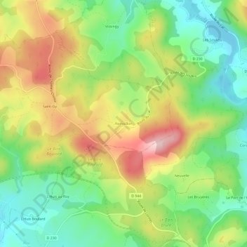 Mappa topografica Remoillon, altitudine, rilievo