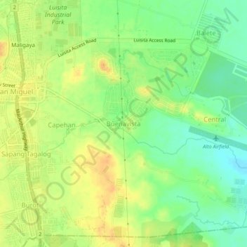 Mappa topografica Buenavista, altitudine, rilievo