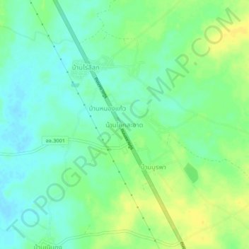 Mappa topografica Ban Kok Sa-at, altitudine, rilievo