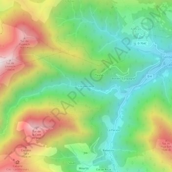 Mappa topografica Frechendech, altitudine, rilievo