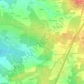 Mappa topografica La Grangette, altitudine, rilievo