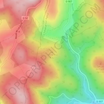 Mappa topografica Serre du Fau, altitudine, rilievo