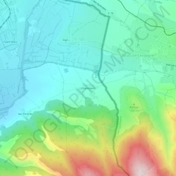 Mappa topografica Vilallobent, altitudine, rilievo