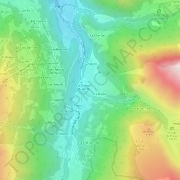 Mappa topografica Le Gerdil, altitudine, rilievo