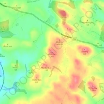 Mappa topografica Hard Knot Hill, altitudine, rilievo