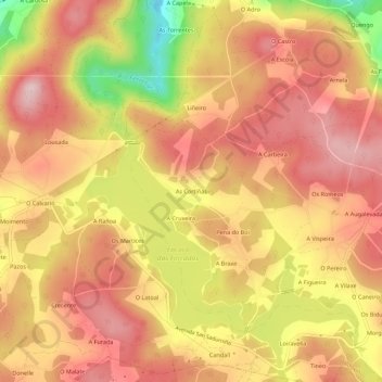 Mappa topografica As Cortiñas, altitudine, rilievo