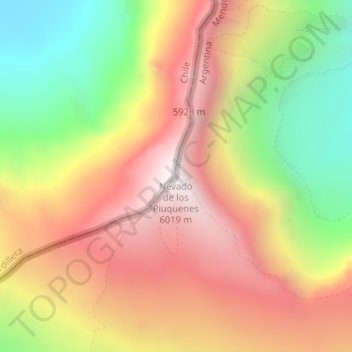 Mappa topografica Nevado de los Piuquenes, altitudine, rilievo