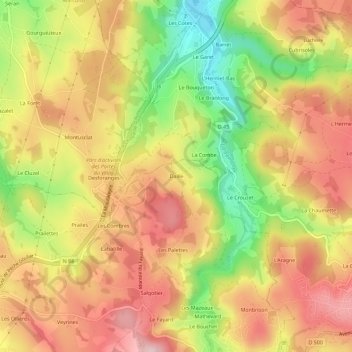 Mappa topografica Daille, altitudine, rilievo