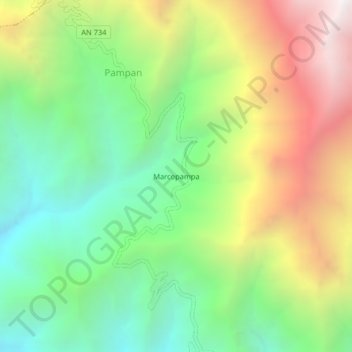Mappa topografica Marcopampa, altitudine, rilievo