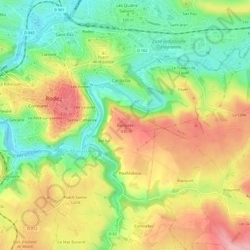 Mappa topografica Banocres, altitudine, rilievo