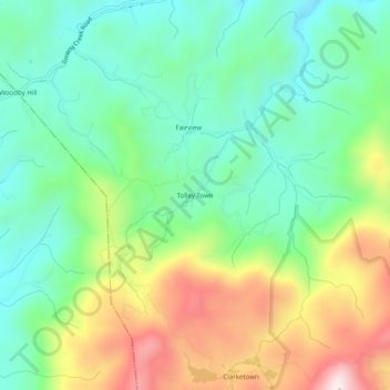 Mappa topografica Tolley Town, altitudine, rilievo