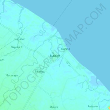 Mappa topografica Naujan, altitudine, rilievo