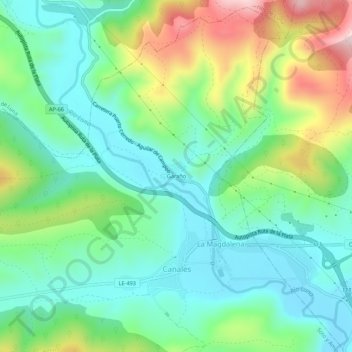 Mappa topografica Garaño, altitudine, rilievo