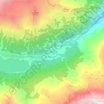 Mappa topografica Prese, altitudine, rilievo