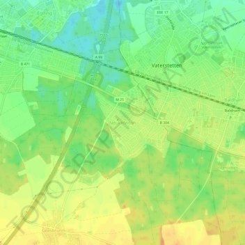 Mappa topografica Neukeferloh, altitudine, rilievo