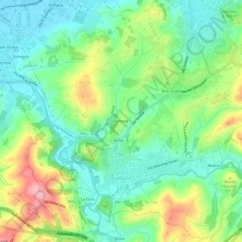 Mappa topografica Baronta, altitudine, rilievo