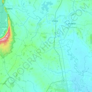 Mappa topografica Muang Wan, altitudine, rilievo