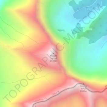 Mappa topografica Mount Sarrail, altitudine, rilievo